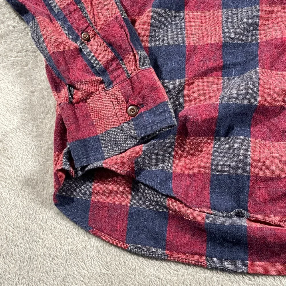 J. Crew Red Blue Plaid Check Homespun Collar Slim Shirt XL Button Down Outdoorsy
